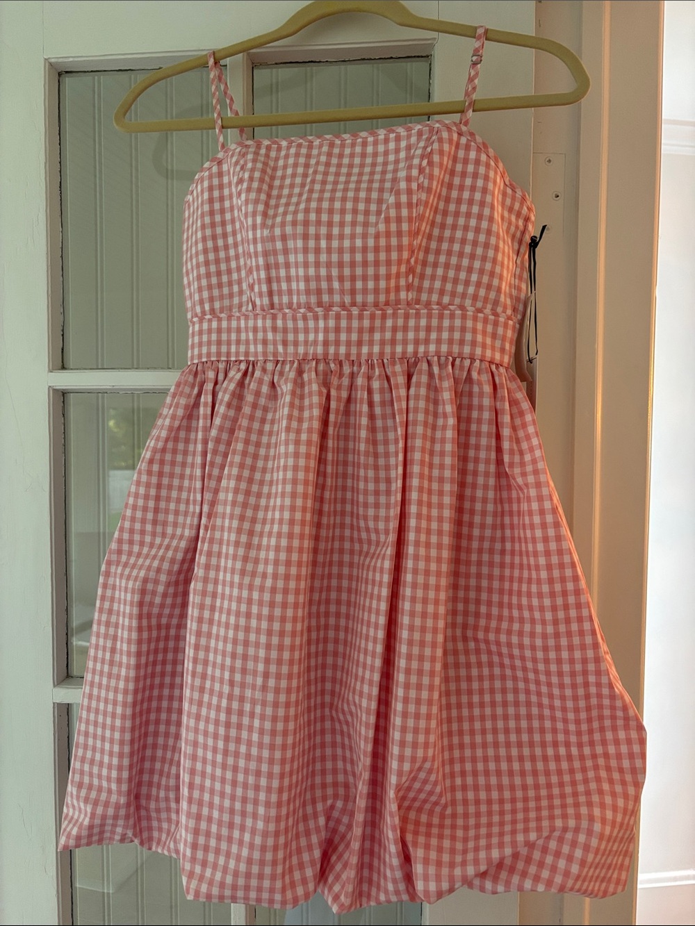 Pink Gingham Spaghetti-Strap 1State dress